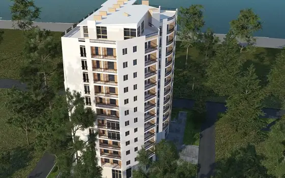 Новый 12 этажный жилой дом гостиничного типа у моря в Уреки. Квартиры с видом на море и на горы. Гурия. Грузия.