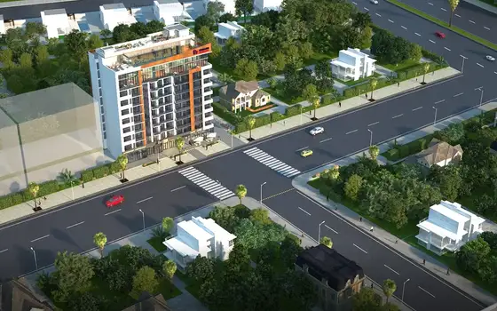 Новый жилой дом гостиничного типа у моря на Новом бульваре города Батуми. Апартаменты на ул Качинских с видом на море и